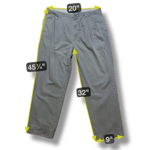 Vintage Polo Ralph Lauren Chino Pants Mens Hammond Pleated Cuffed Sz 40/32 Faded - Picture 6 of 6